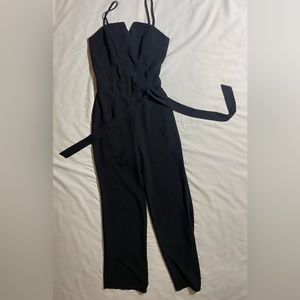 Monteau Black Womens Jumpsuit with zipper